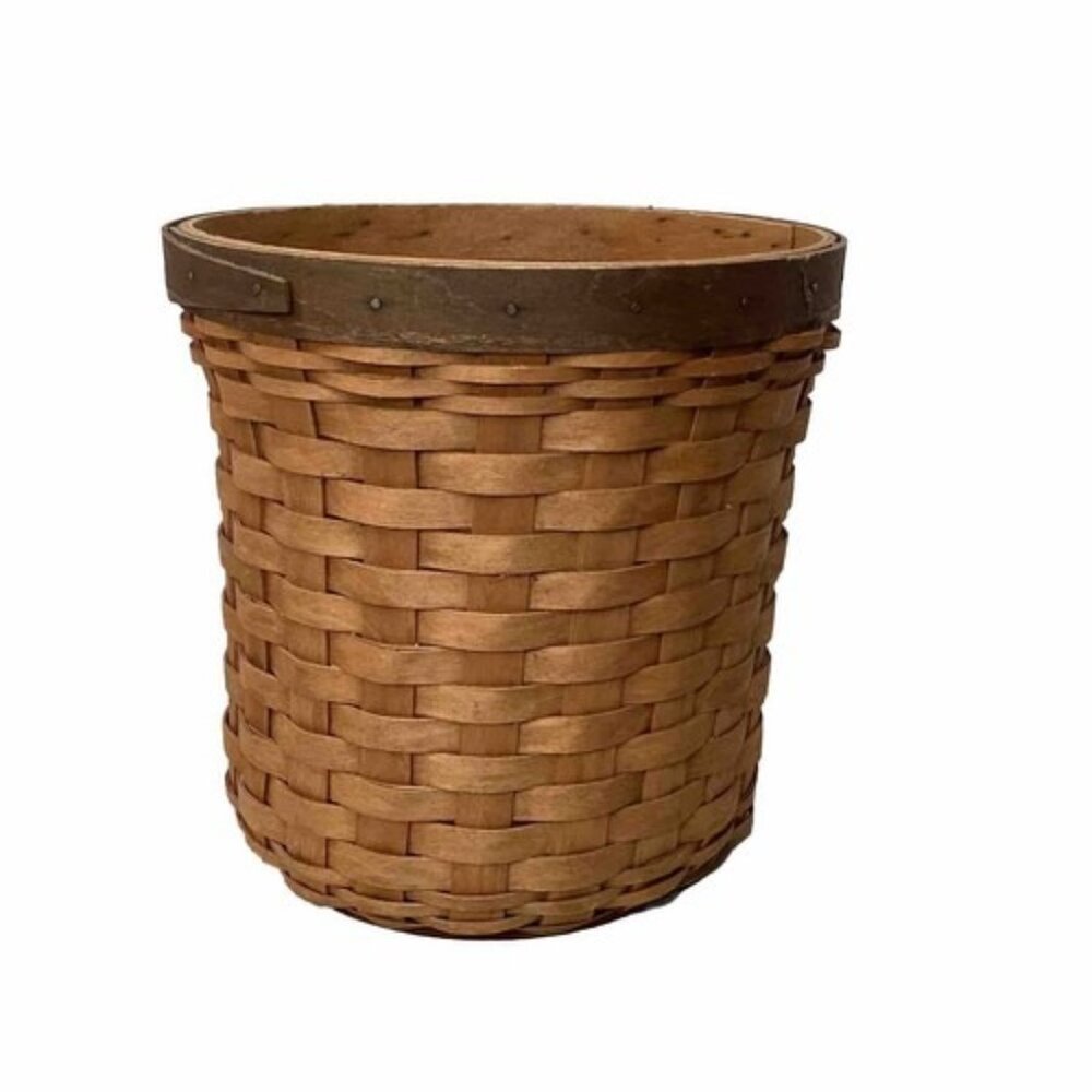 Longaberger Handwoven Basket 2006 Signed Honey Wood Farmhouse Decor Rare Weaved